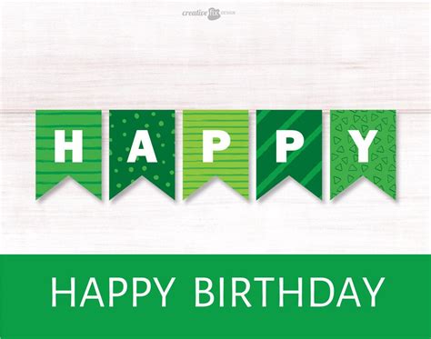 Green Happy Birthday Printable Banner. Green Bunting Flags. - Etsy ...