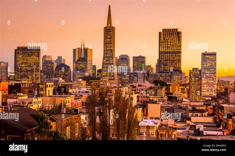 San Francisco skyline at Sunset, California, USA Stock Photo - Alamy