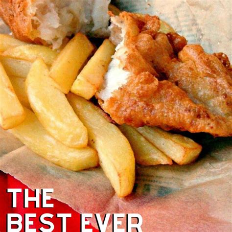 Traditional Homemade British Beer Battered Fish and Chips, with a ...