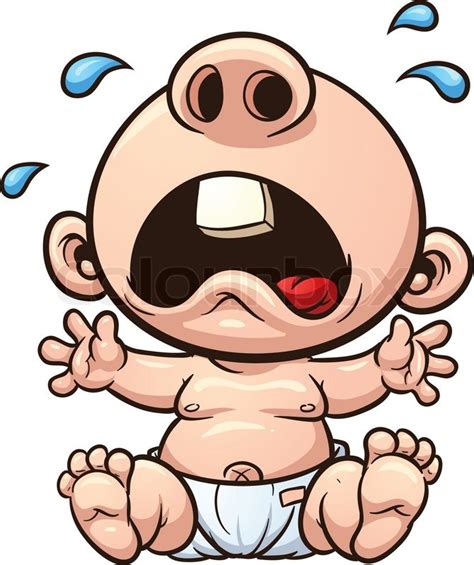 Cartoon baby crying. Vector clip art illustration with simple gradients ...