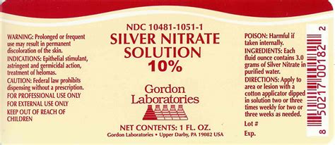 Silver Nitrate (Gordon Laboratories): FDA Package Insert