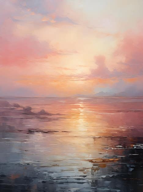 Premium AI Image | sunset on the lake painting