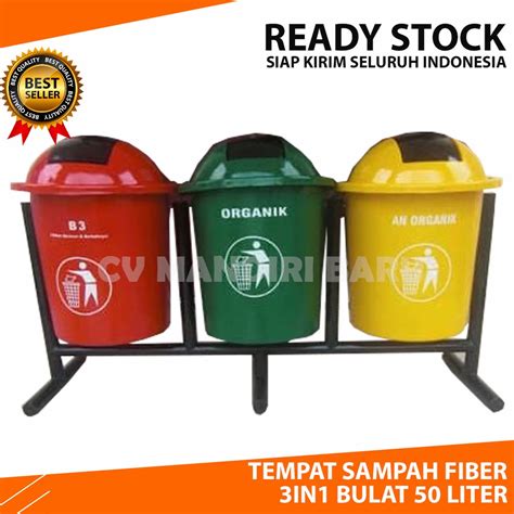 Jual TONG SAMPAH ORGANIK NONORGANIK 3 WARNA, TEMPAT SAMPAH 3 IN 1 BULAT ...