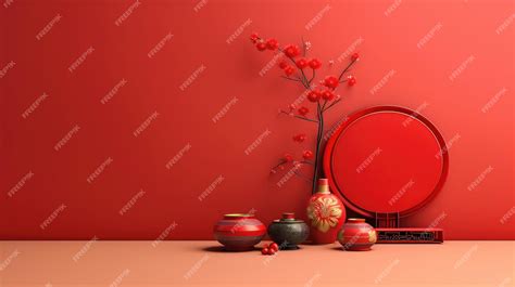 Premium AI Image | Red Chinese Lunar New Year background