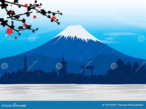 Japan Pagoda With Fuji Mountain Vector | CartoonDealer.com #54988555