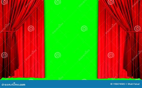 Red Curtain Opening on Green Screen Stock Video - Video of cinema ...