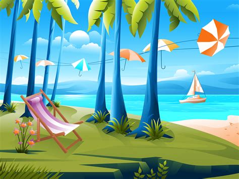 Summer Beach Illustration by Xin Yan on Dribbble