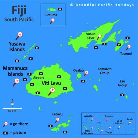 Map of Fiji in the South Pacific Islands