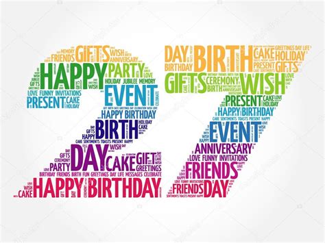 Happy 27th birthday word cloud — Stock Vector © dizanna #125727604