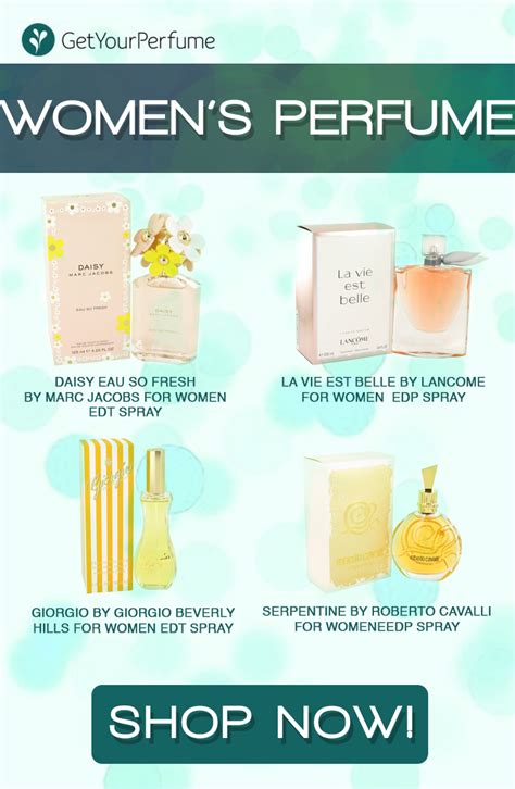 an advertisement for women's perfumes with the words, shop now on it