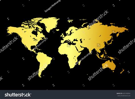 World Map On Gold Black Background Stock Vector (Royalty Free ...