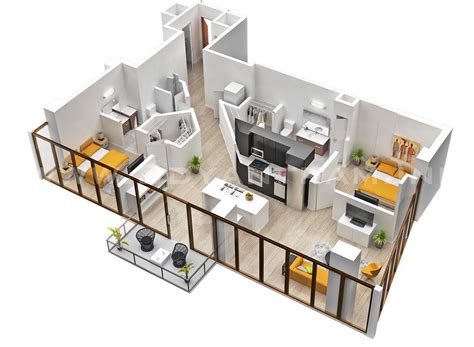 Modern Two Bedroom Apartment Floor Plans - floorplans.click