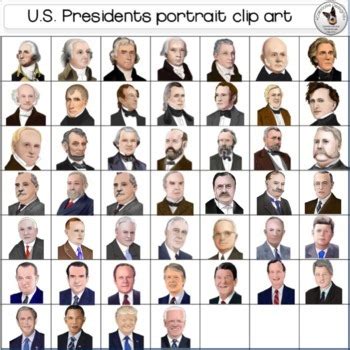 US Presidents portrait clip art by Caboose Designs | TpT