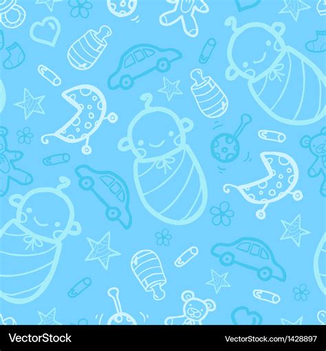 Baby boy blue seamless pattern background Vector Image