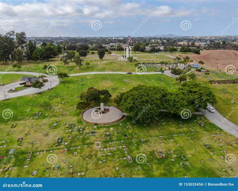 Aerial View of Greenwood Memorial Park with Memorial Statue and ...