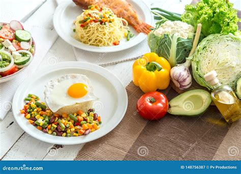 Organic Healthy Food On The Dining Table Stock Image Image Of