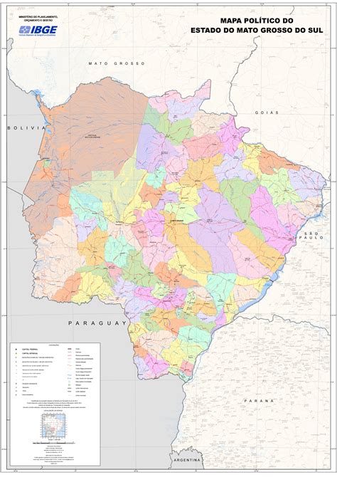 Political map of the State of Mato Grosso do Sul, Brazil - Full size ...