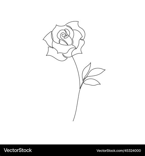 Outline rose flower logo one continuous line art Vector Image