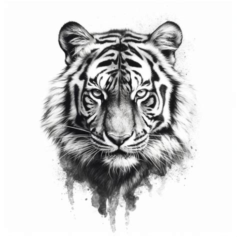 Tiger Tattoo Design with Watercolor Splashes