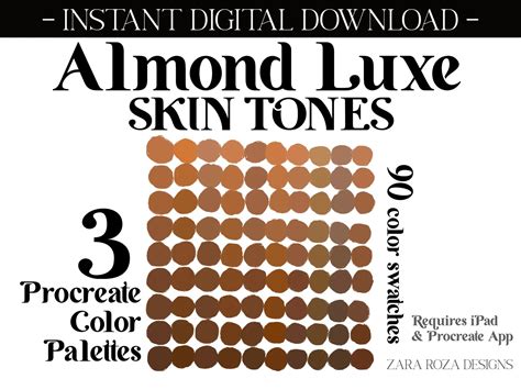 Almond Luxe Skin Tones, 3 Color Palettes Graphic by ZaraRozaDesigns ...