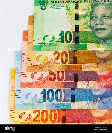 New South African currency in bill denomination depicting Nelson ...