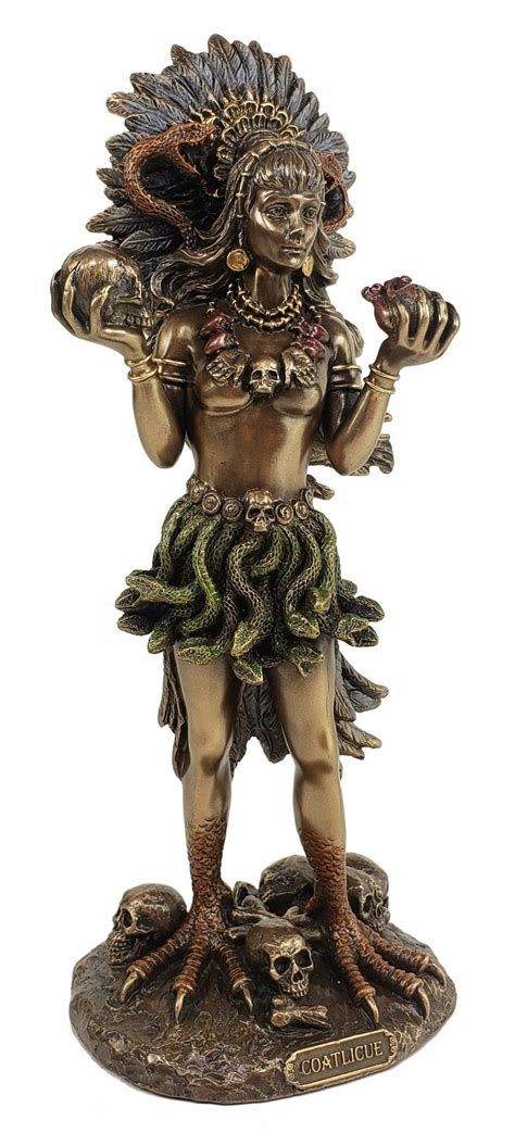 9 1/2 Coatlicue Aztec Earth Goddess With Serpent Skirt Statue Bronze ...