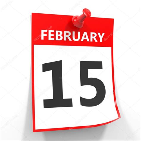 15 february calendar sheet with red pin. — Stock Photo © iCreative3D ...