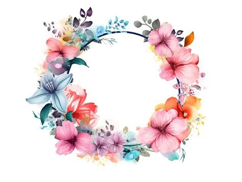 Premium Photo | Beautiful Flowers Frame in Circle Shape AI Generated