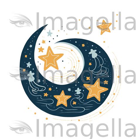 Minimalist Art Styled Moon And Stars Graphics: Vector, 4K – IMAGELLA