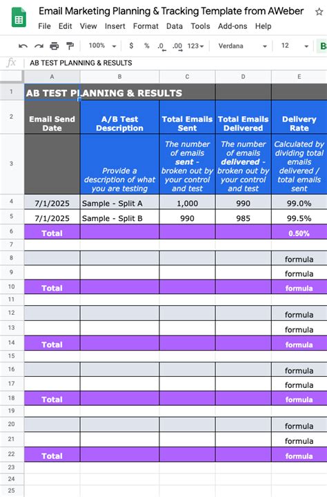 Email Marketing Planning Template - Free Download | AWeber