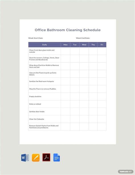 FREE Bathroom Cleaning Schedule Templates - Download in Word, Google ...