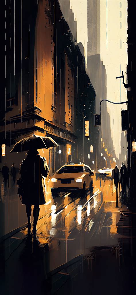 Rain in the City Art Wallpapers - City Aesthetic Wallpapers iPhone