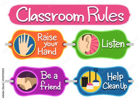 Classroom Rules Bulletin Elements Stock Vector | Adobe Stock