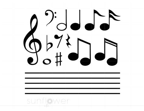 Music Notes SVG Music Symbols Clipart Music Notes Silhouette Cut File ...