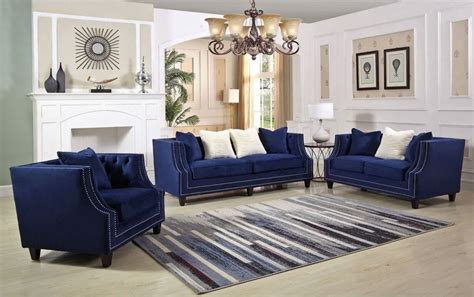 Living Room Navy Blue Velvet Sofa | Bryont Blog