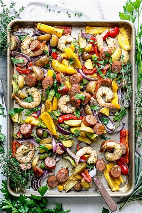 Cajun Inspired Shrimp and Sausage Sheet Pan Dinner | Recipe | Sheet pan ...