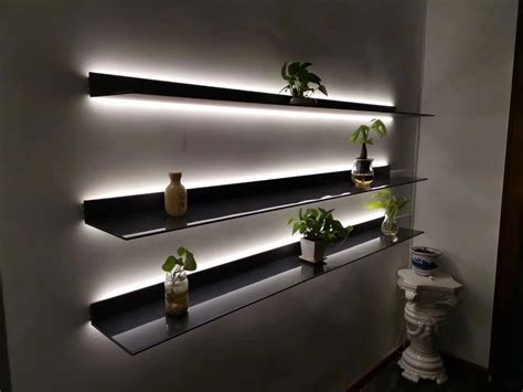 Led Floating Glass Shelves Glass Shelf Led Wall Mounted Shelf Tempered ...