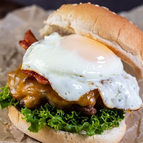 Egg Burger: Bacon Cheeseburger With A Fried Egg On Top