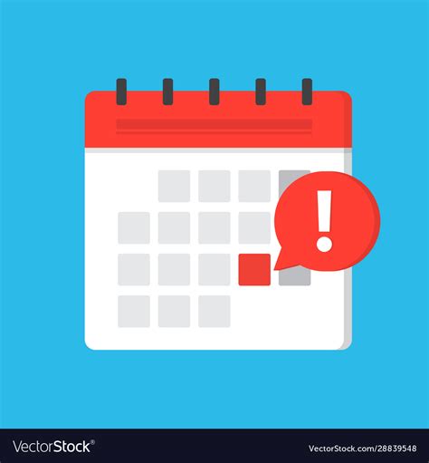 Calendar deadline or event reminder notification Vector Image