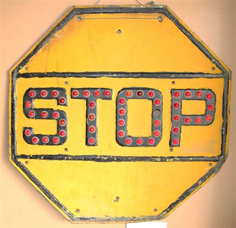 Items similar to Vintage Traffic Yellow STOP Sign on Etsy