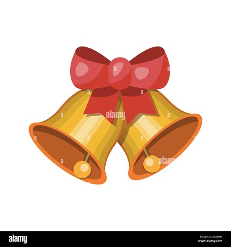 Christmas bells. Jingle bells or sleigh bells with red bow. cartoon ...