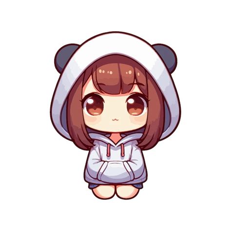 Cute chibi girl wearing cute hoodie vector style | Premium AI-generated ...