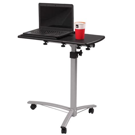 Portable Height Adjustable Computer Mobile Rolling Desk Laptop Table ...