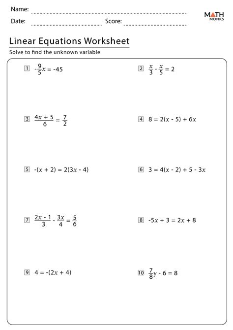 Linear Relationships Worksheet - Worksheets For Kindergarten