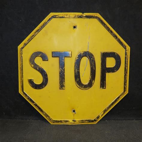 Original Vintage Yellow STOP Sign | #1726370389