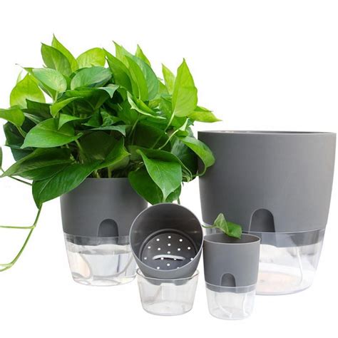 2 Layer Self Watering Planter, Clear Plastic Automatic-Watering Planter ...