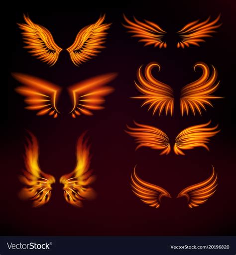 Bird fire wings fantasy feather burning fly Vector Image