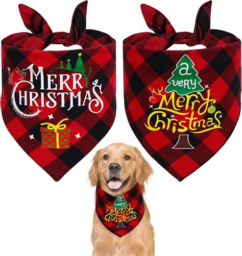 Amazon.com : Aaiffey Christmas Dog Bandanas - 2 Pack Triangle Merry ...