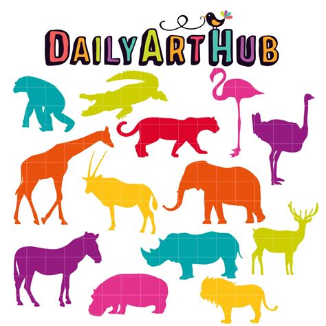 Colorful Animal Silhouettes Clip Art Set – Daily Art Hub // Graphics ...