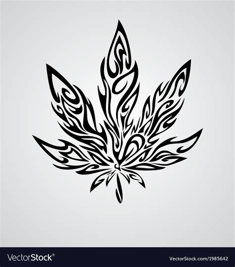 Weed Leaf Tattoo Stencil